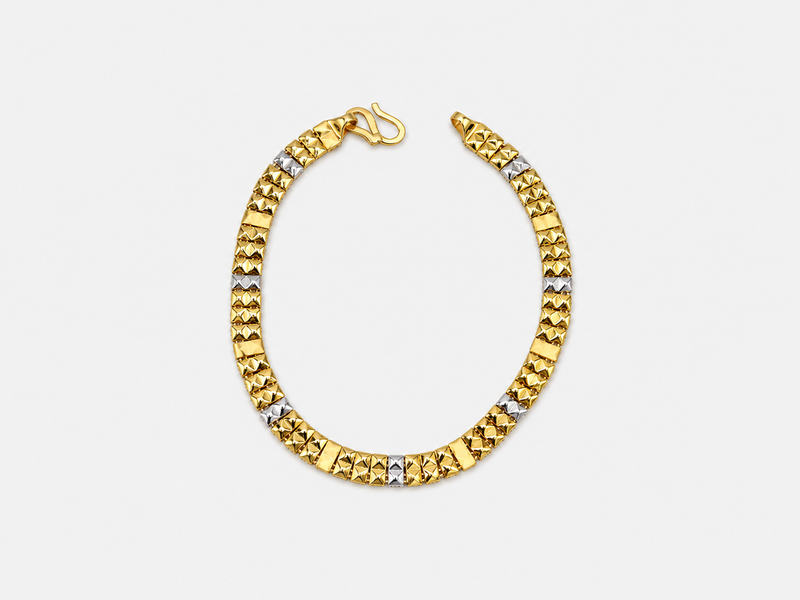 Two-Tone Golden Men's Panel Link Bracelet