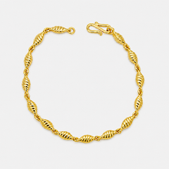 Golden Twisted Oval Bead Bracelet