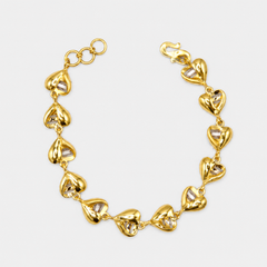 Two-Tone Golden Heart Link Bracelet