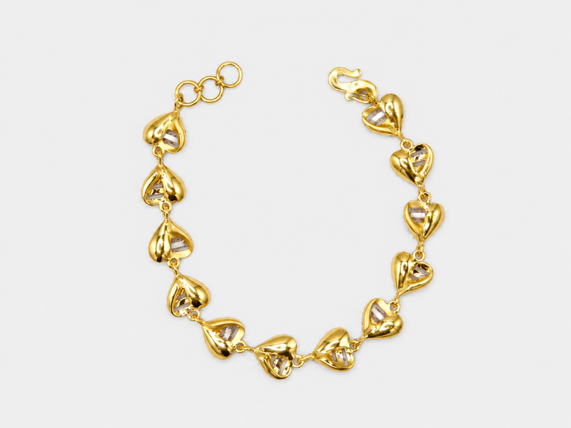 Two-Tone Golden Heart Link Bracelet