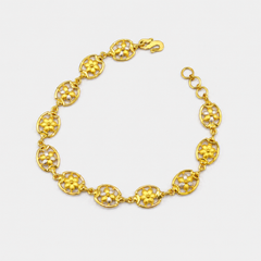 Golden Floral Disc Link Bracelet