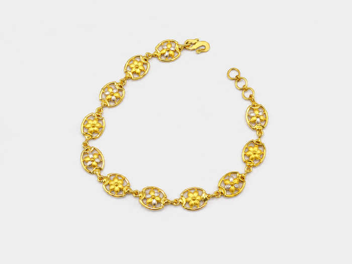 Golden Floral Disc Link Bracelet