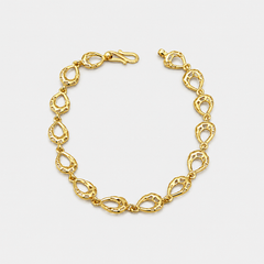 Golden Teardrop Openwork Link Bracelet