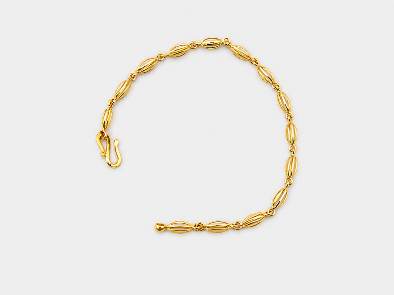 Golden Oval Bead Link Bracelet
