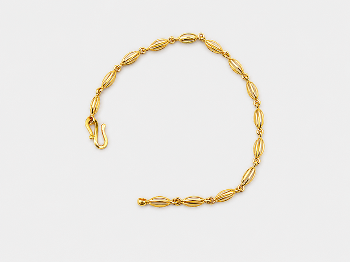 Golden Oval Bead Link Bracelet