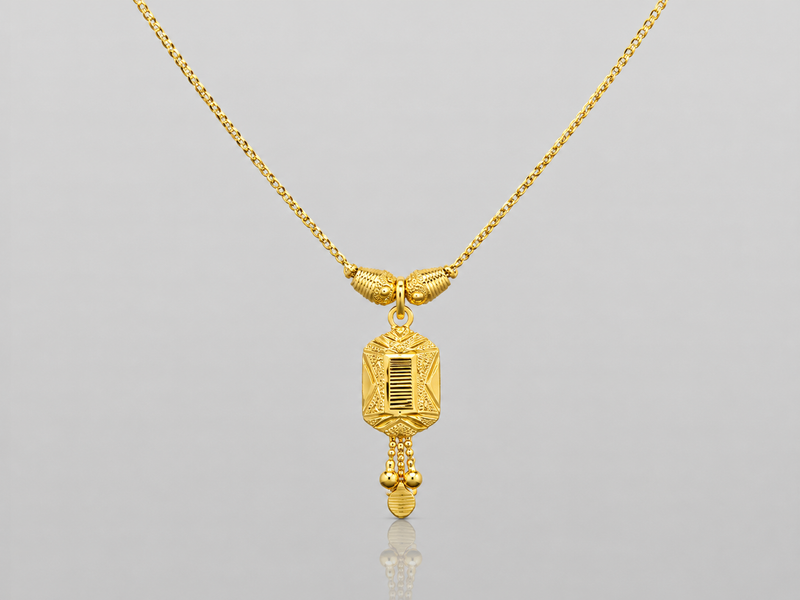Golden Filigree Barrel Pendant Mangalsutra – view 2