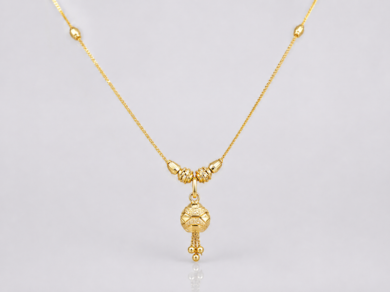 Golden Traditional Mani Drop Mangalsutra – view 2