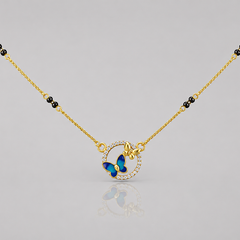 Golden Mini Butterfly CZ Circle Mangalsutra – view 2