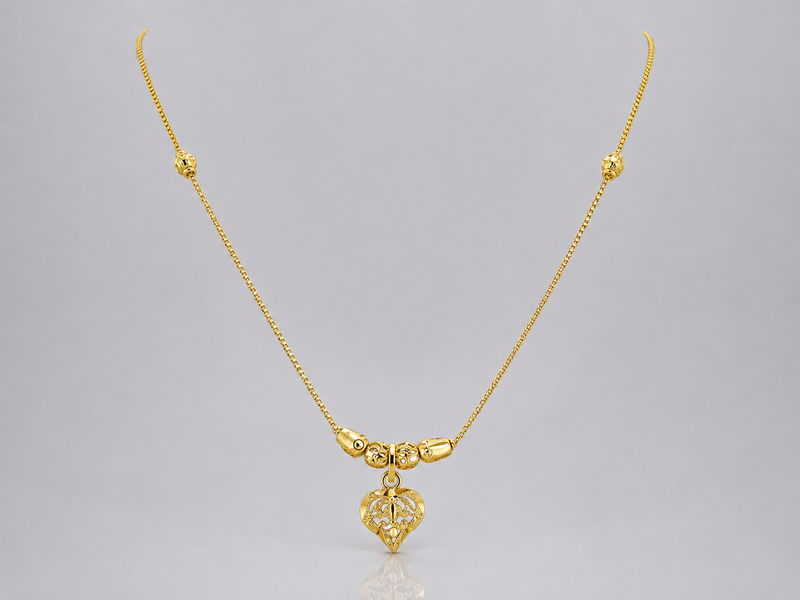 Golden Heart Drop Chain Necklace – view 2