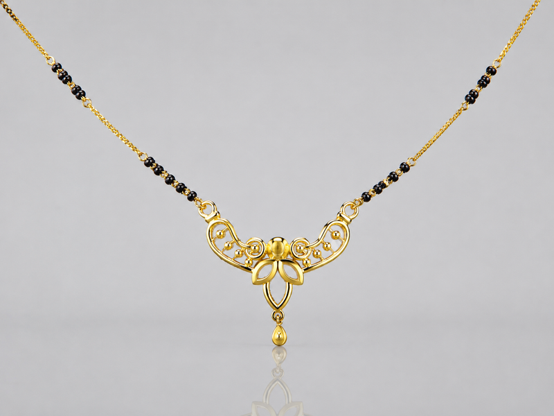Golden Lotus Bar Drop Mangalsutra – view 2