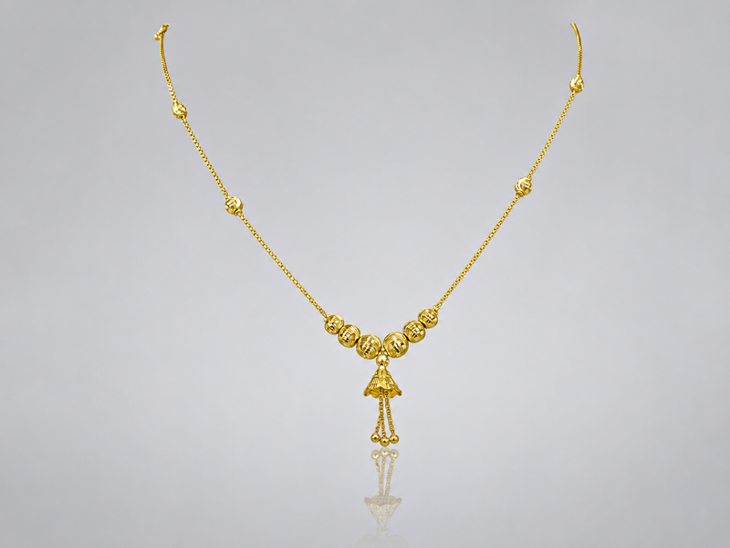 Golden Jhumka Drop Short Chain Necklace – view 2