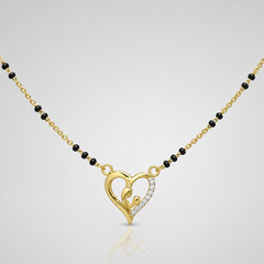 Golden Open Heart CZ Mangalsutra – view 2