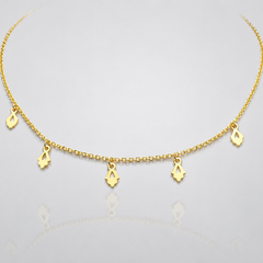 Golden Triple Leaf Charm Chain Necklace – view 2