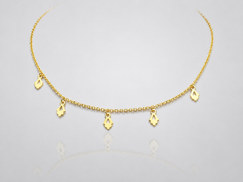 Golden Triple Leaf Charm Chain Necklace – view 2