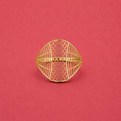Golden Lattice Statement Dome Ring