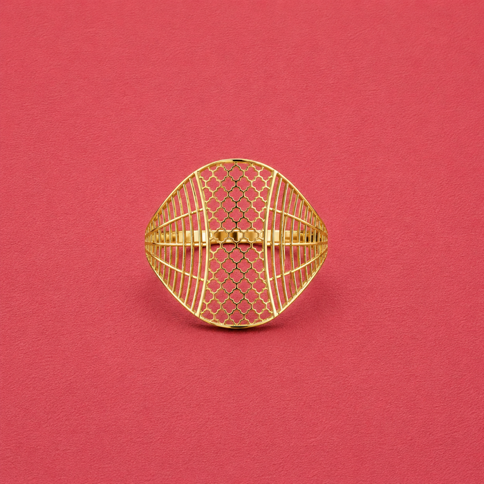 Golden Lattice Statement Dome Ring