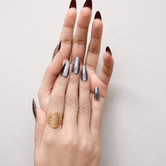 Golden Lattice Statement Dome Ring – view 2