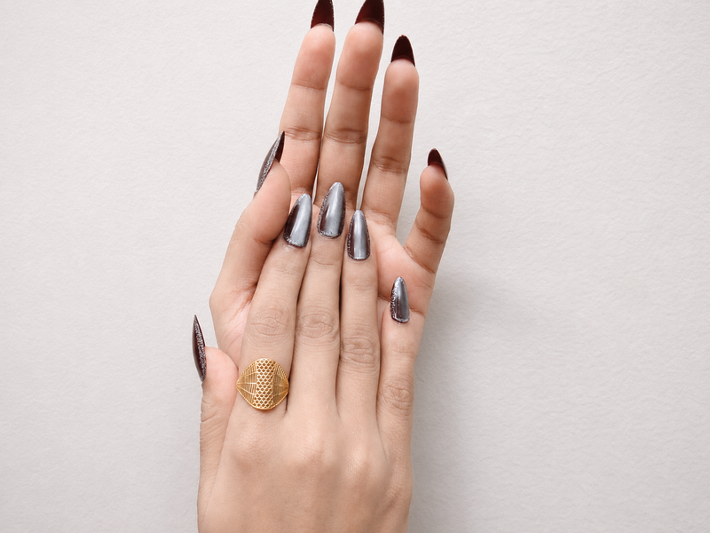 Golden Lattice Statement Dome Ring – view 2