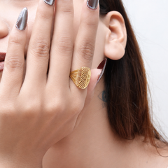 Golden Lattice Statement Dome Ring – view 4