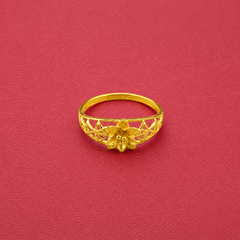 Golden Flower Filigree Dome Ring