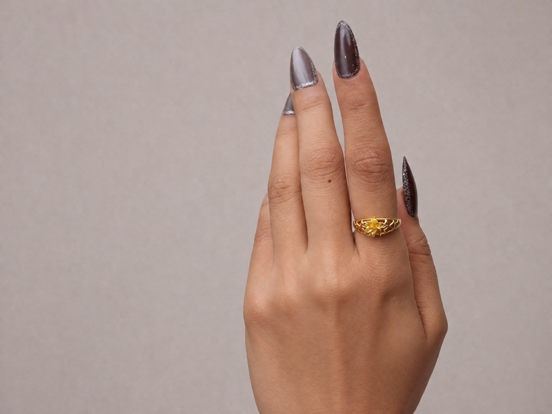 Golden Flower Filigree Dome Ring – view 2