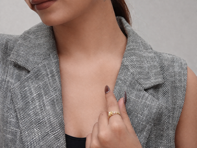 Golden Flower Filigree Dome Ring – view 3