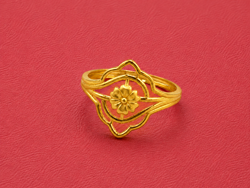 Golden Flower Openwork Frame Ring