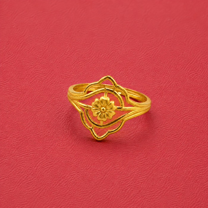 Golden Flower Openwork Frame Ring