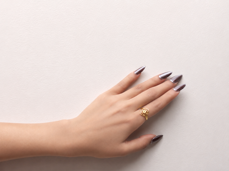 Golden Flower Openwork Frame Ring – view 2