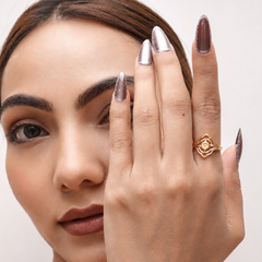 Golden Flower Openwork Frame Ring – view 4