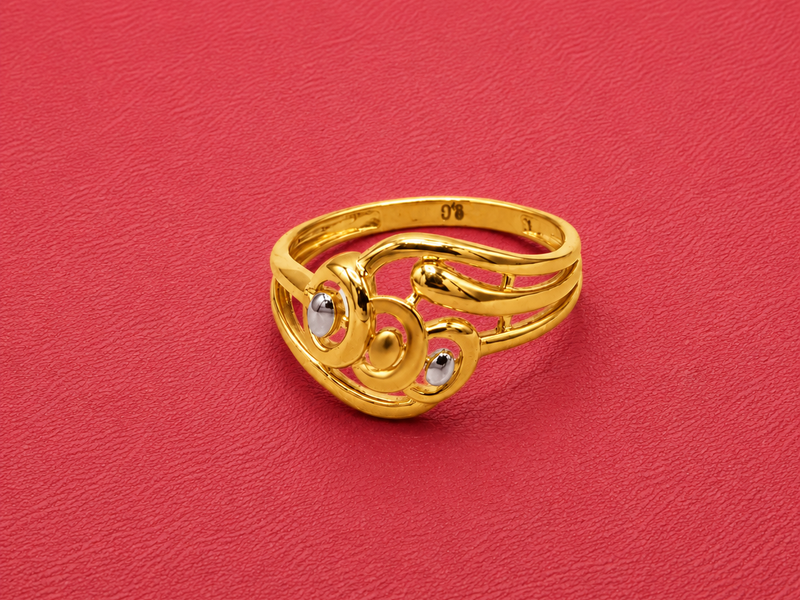 Golden Twin Blue Stone Swirl Ring