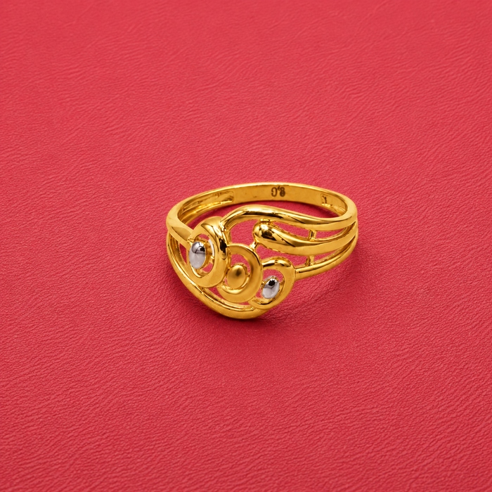 Golden Twin Blue Stone Swirl Ring