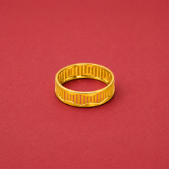 Golden Fluted Wide Band Ring