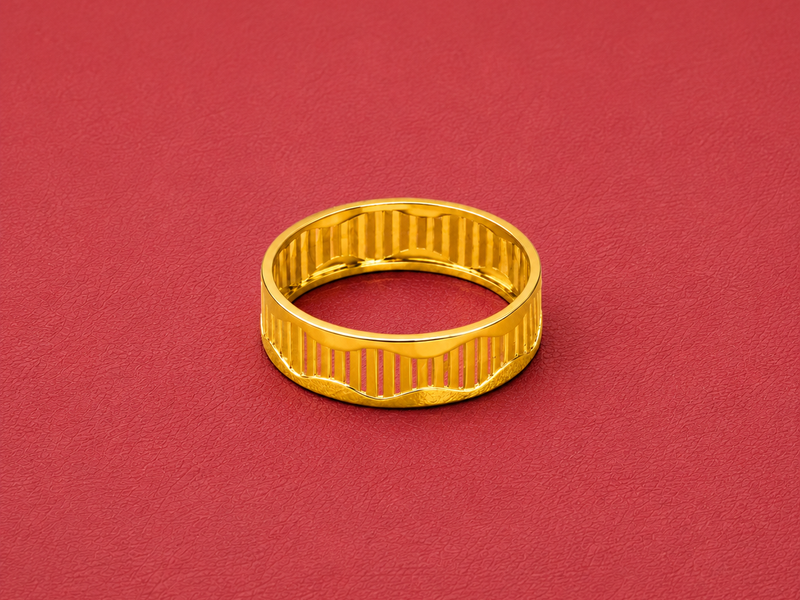 Golden Fluted Wide Band Ring