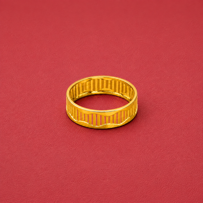 Golden Fluted Wide Band Ring