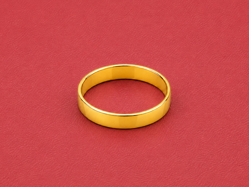 Golden Plain Polished Band Ring