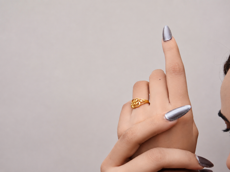 Golden Marquise Petal Cluster Ring – view 3