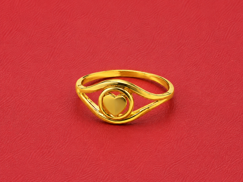 Golden Heart in Oval Frame Ring