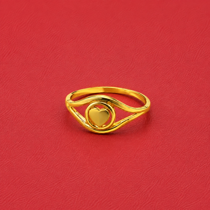 Golden Heart in Oval Frame Ring