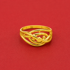 Golden Openwork Swirl Heart Ring
