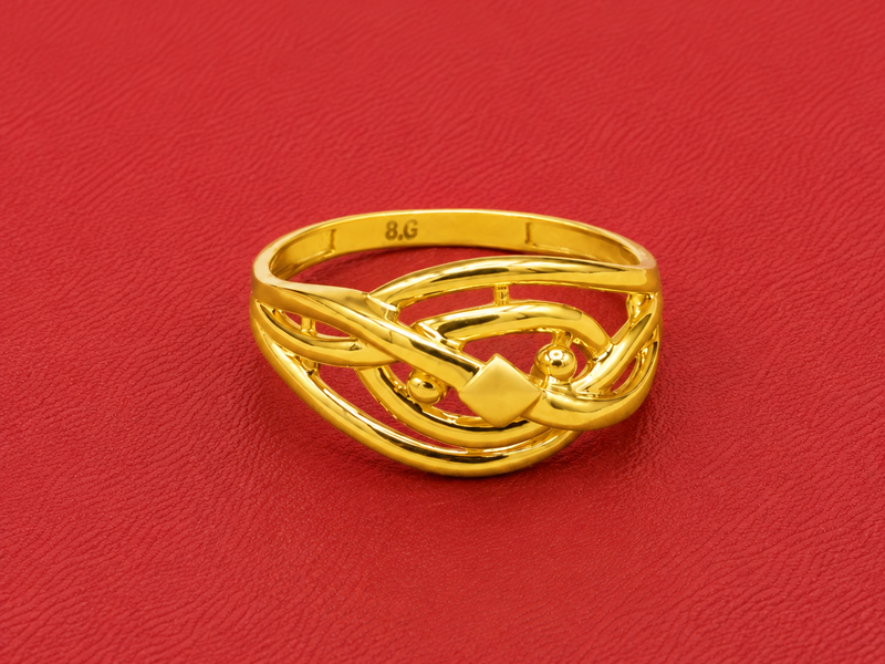 Golden Openwork Swirl Heart Ring
