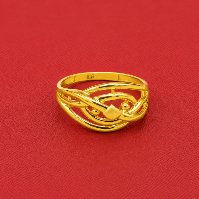 Golden Openwork Swirl Heart Ring
