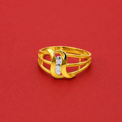 Two-Tone Golden Crescent CZ Ring