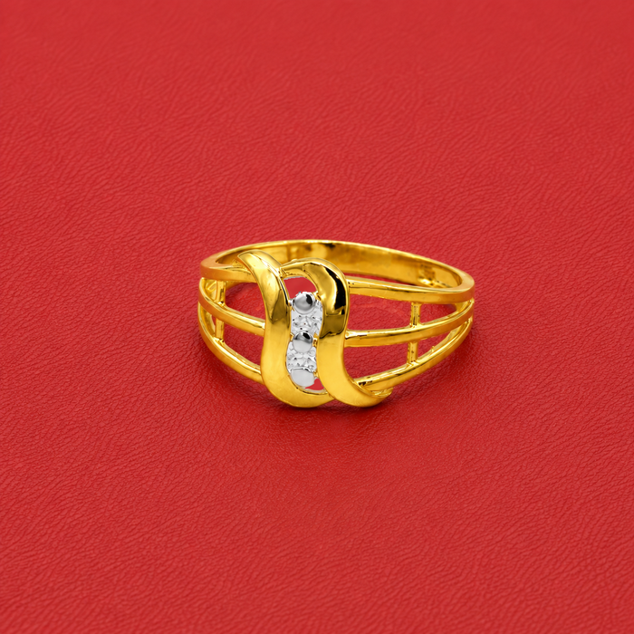 Two-Tone Golden Crescent CZ Ring