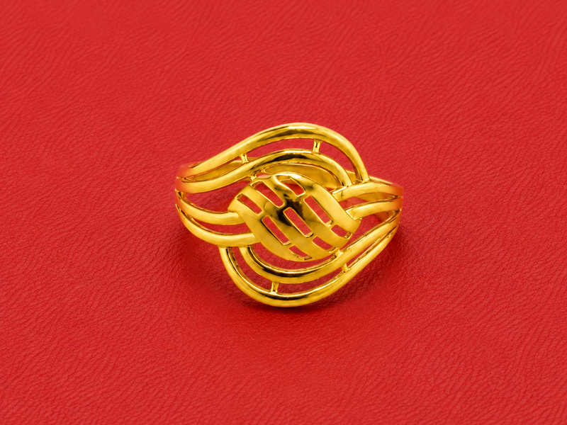 Golden Woven Basket Dome Ring