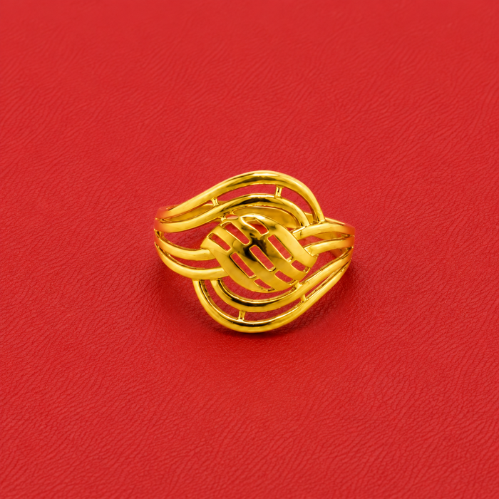 Golden Woven Basket Dome Ring