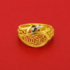 Two-Tone Golden Lattice Swirl Dome Ring