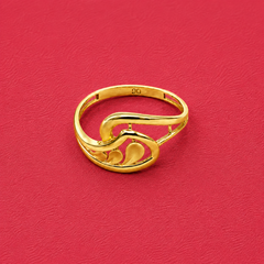 Golden Swirl Wave Openwork Ring