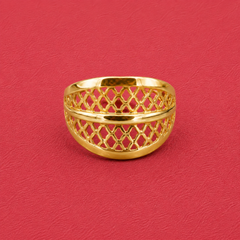 Golden Lattice Dome Band Ring