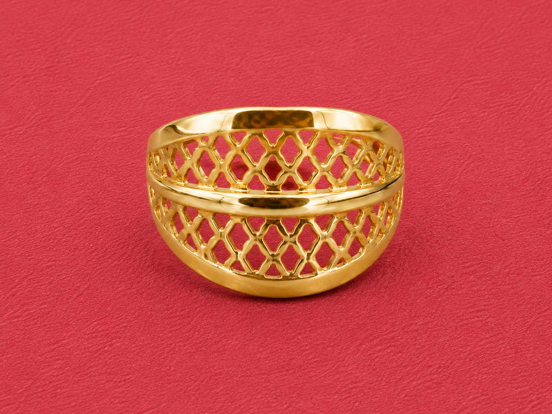 Golden Lattice Dome Band Ring